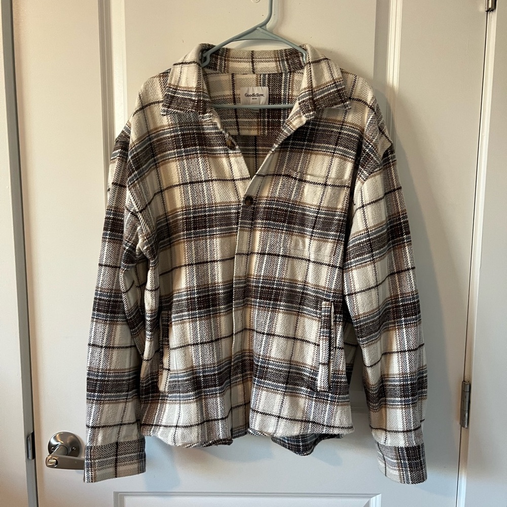 Goodfellow Plaid Shirt Jacket Button Up 100% Cotton - Picture 6 of 6